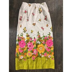 Vintage‎ 1960s Hawaiian Maxi Skirt Medium Floral Flowers Zipper Bright
